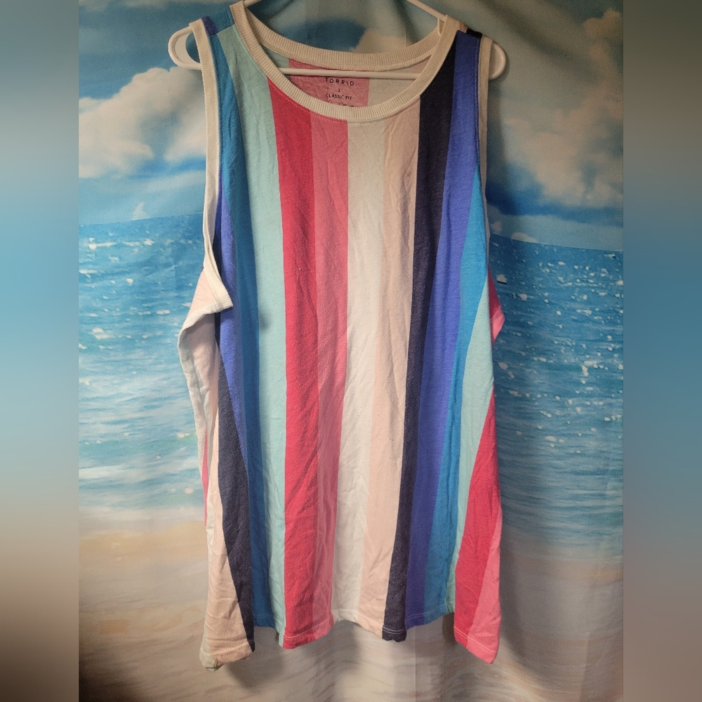 Torrid Women's Red White‎ & Blue Tank Top Size 3 Classic Fit